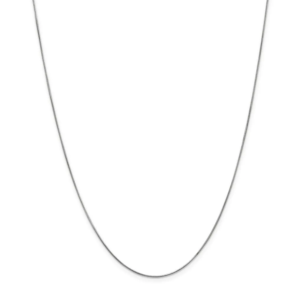 0.6mm, 14k White Gold, Round Snake Chain Necklace