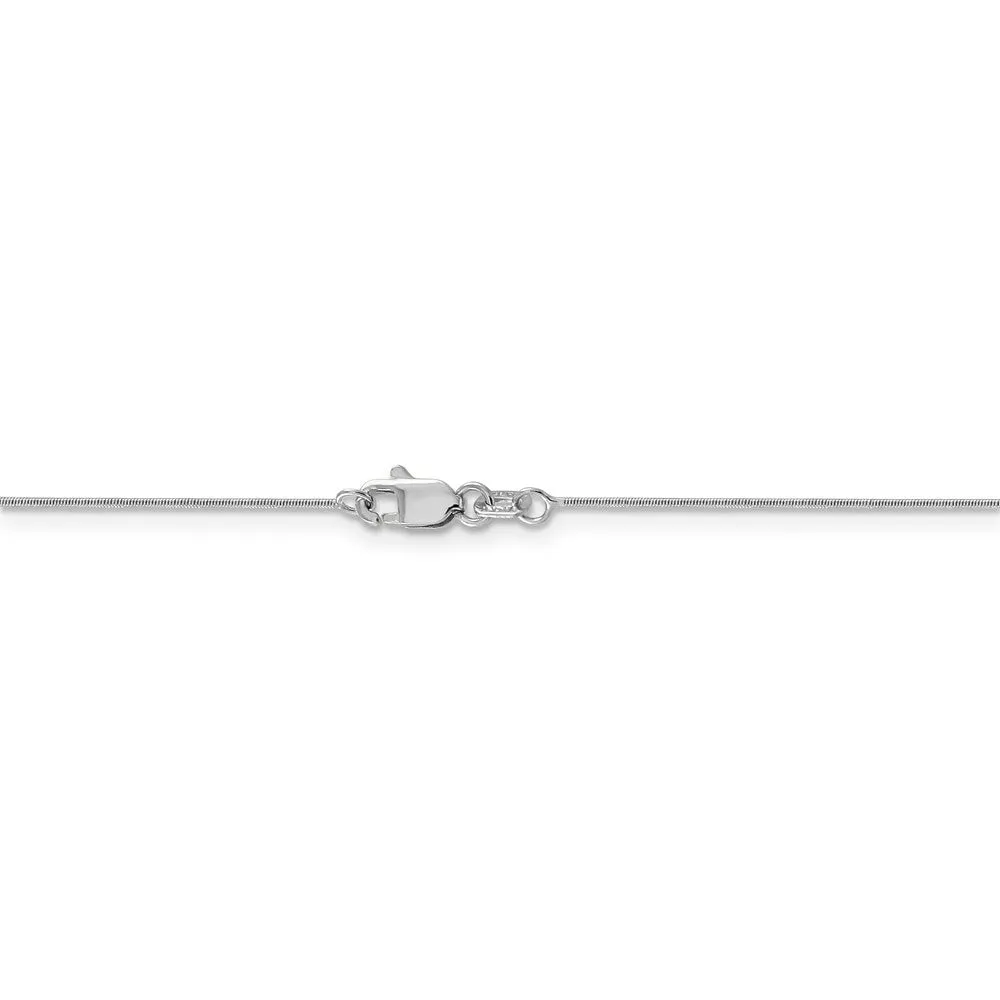 0.6mm, 14k White Gold, Round Snake Chain Necklace