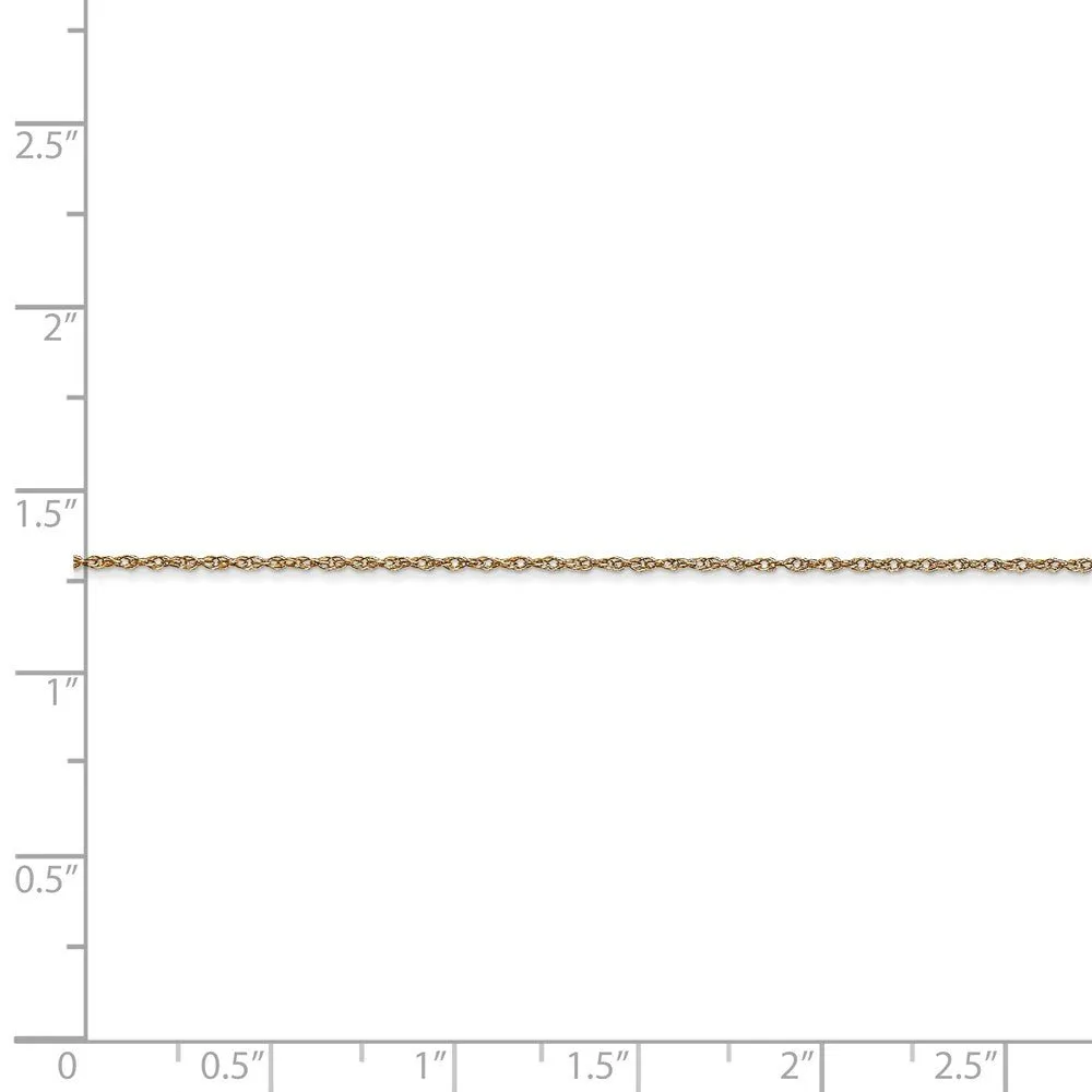 0.6mm, 14k Yellow Gold, Cable Rope Chain Necklace