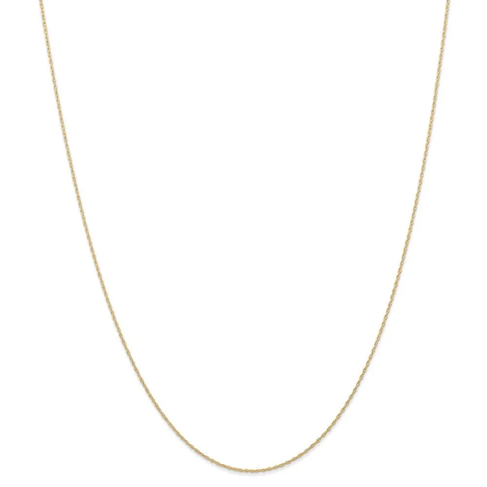 0.6mm, 14k Yellow Gold, Cable Rope Chain Necklace