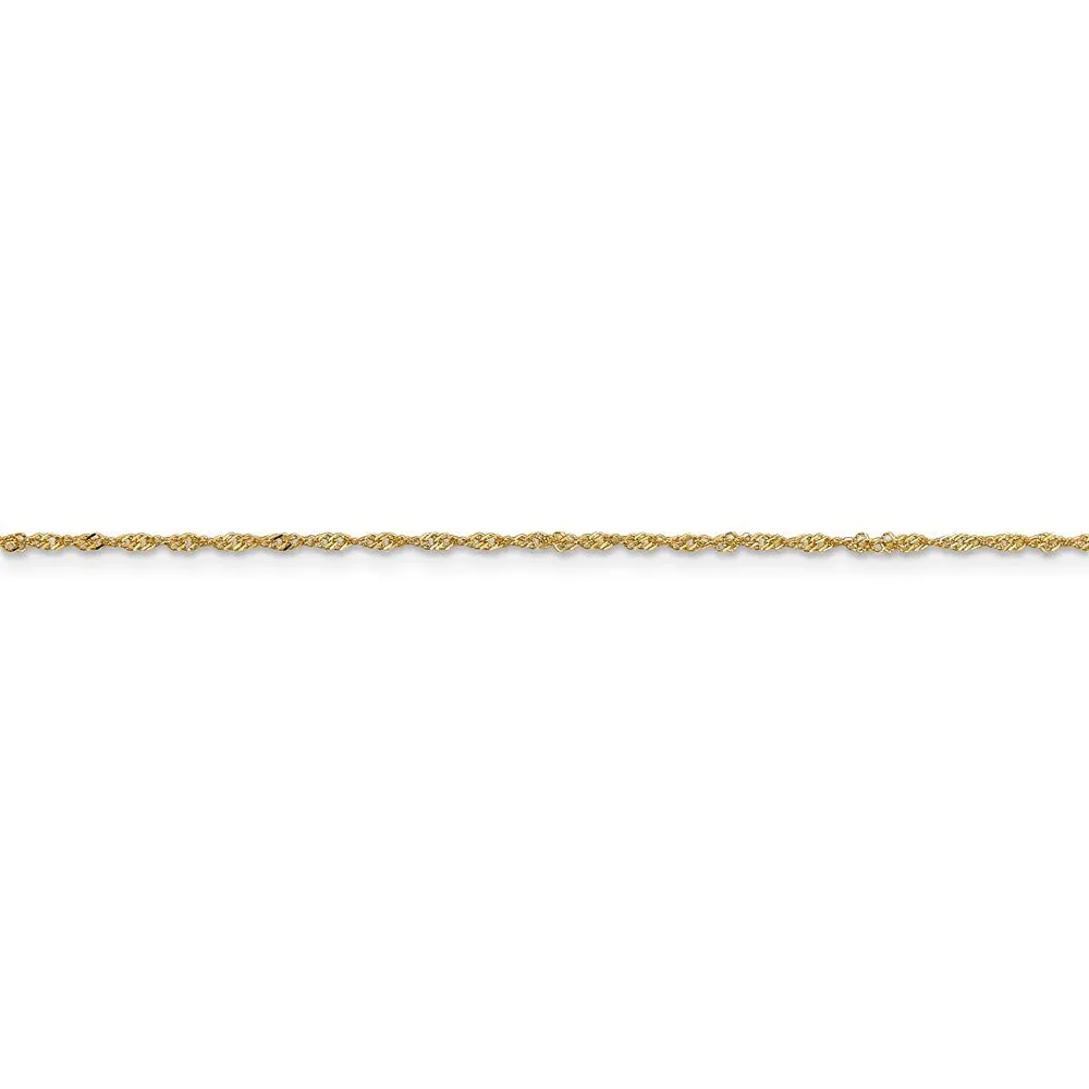 1.1mm, 14k Yellow Gold, Singapore Chain Anklet, 9 Inch