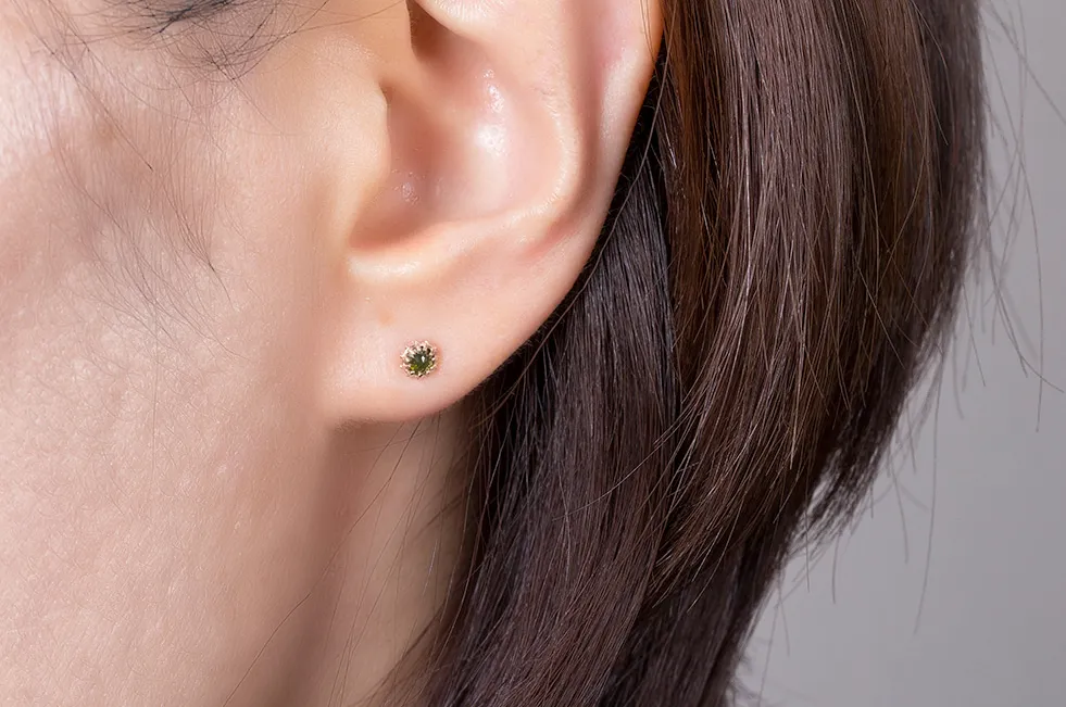 14k 18k Gold 3mm Rough Green Diamond Helix Tragus Cartilage Ball Back Barbell Piercing Earring