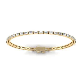 14K & 18K Gold horizontal Baguette Cut DiamondTennis Bracelet 7 ct, 4-prong setting, Lab Grown