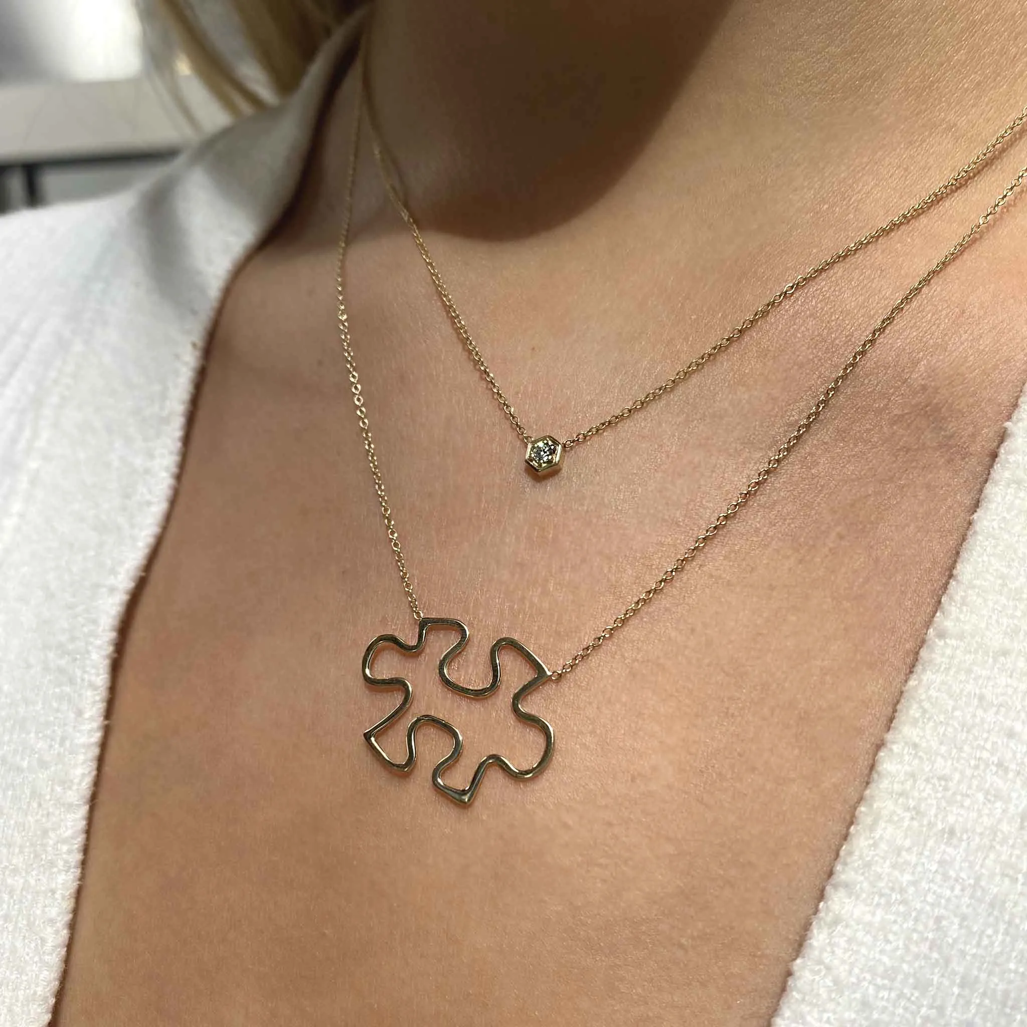 14k Gold Open Puzzle Piece Necklace