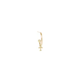 14k Itty Bitty Initial Charm Huggie Hoop