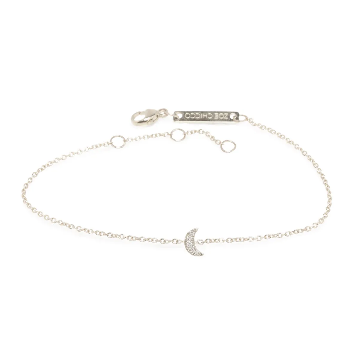 14k Itty Bitty Pavé Diamond Crescent Moon Bracelet