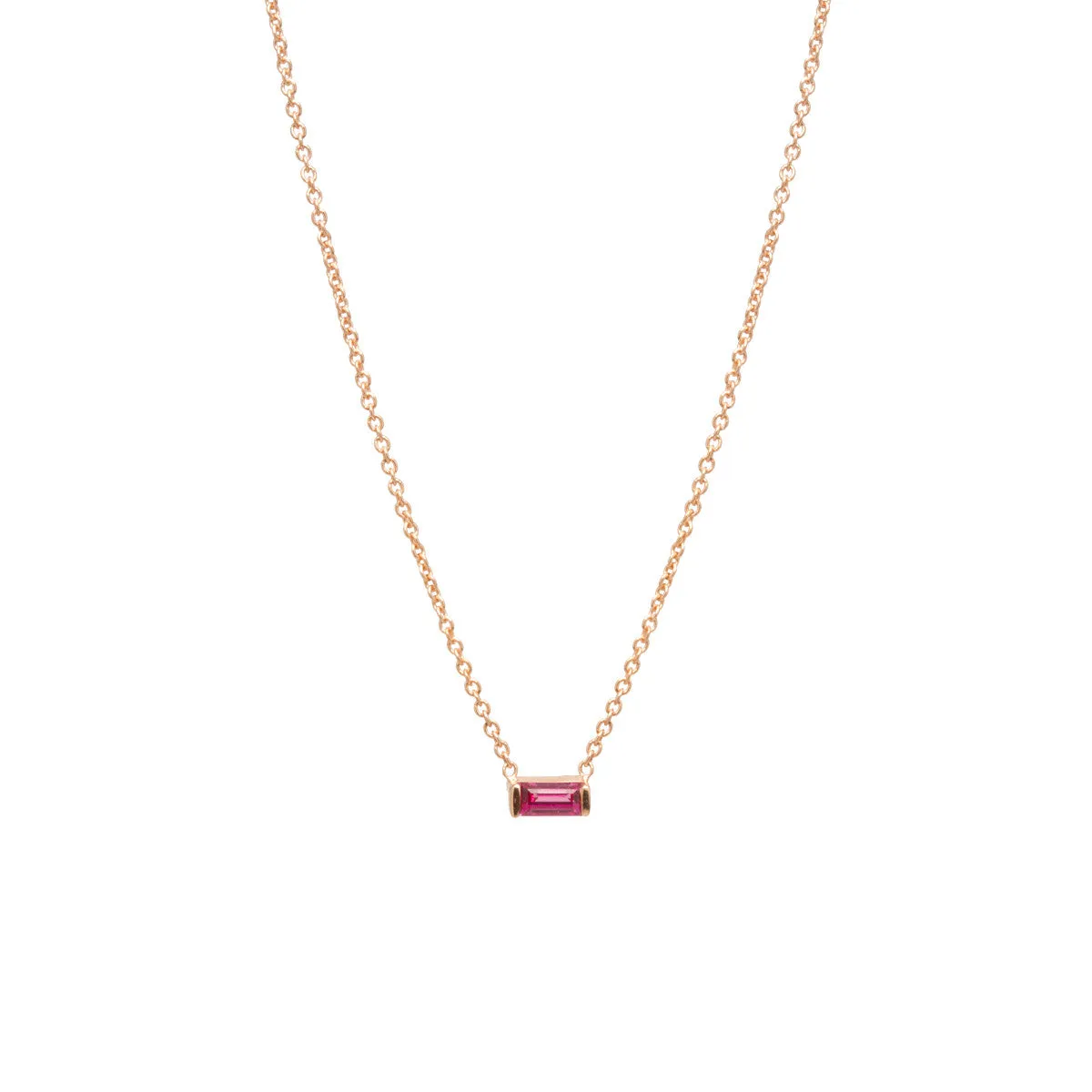 14k Ruby Baguette Necklace | July Birthstone