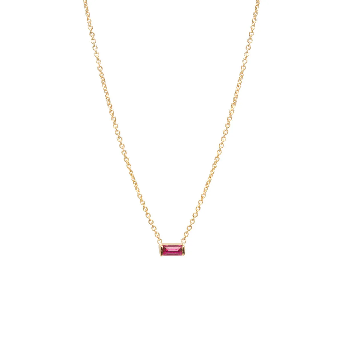 14k Ruby Baguette Necklace | July Birthstone