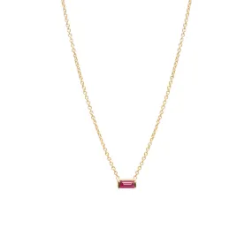 14k Ruby Baguette Necklace | July Birthstone