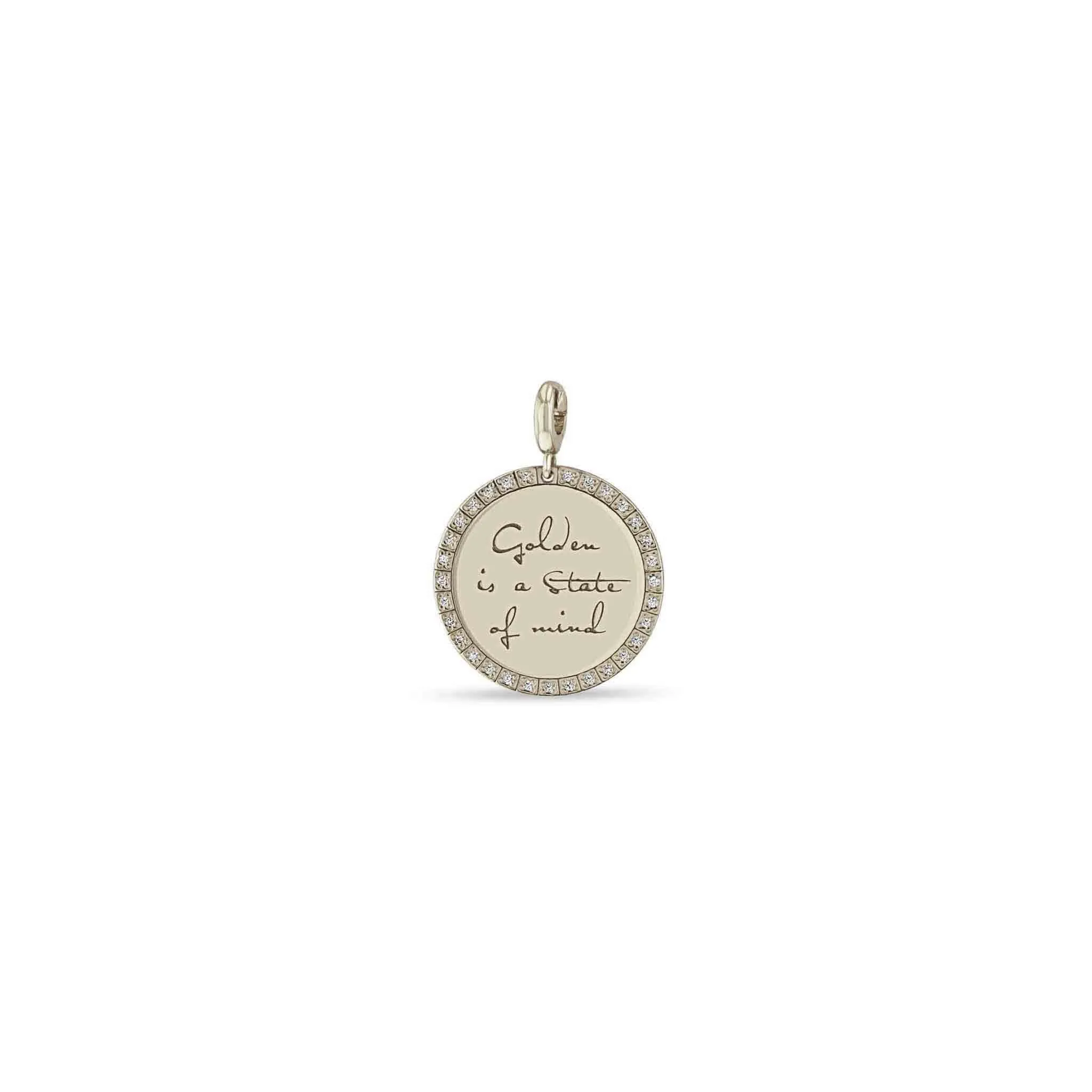 14k Single Medium Mantra with Diamond Border Charm