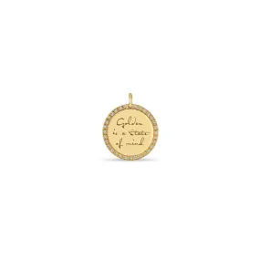 14k Single Medium Mantra with Diamond Border Charm