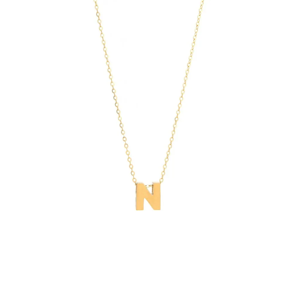 14k Y Gold initial 'N' pendant