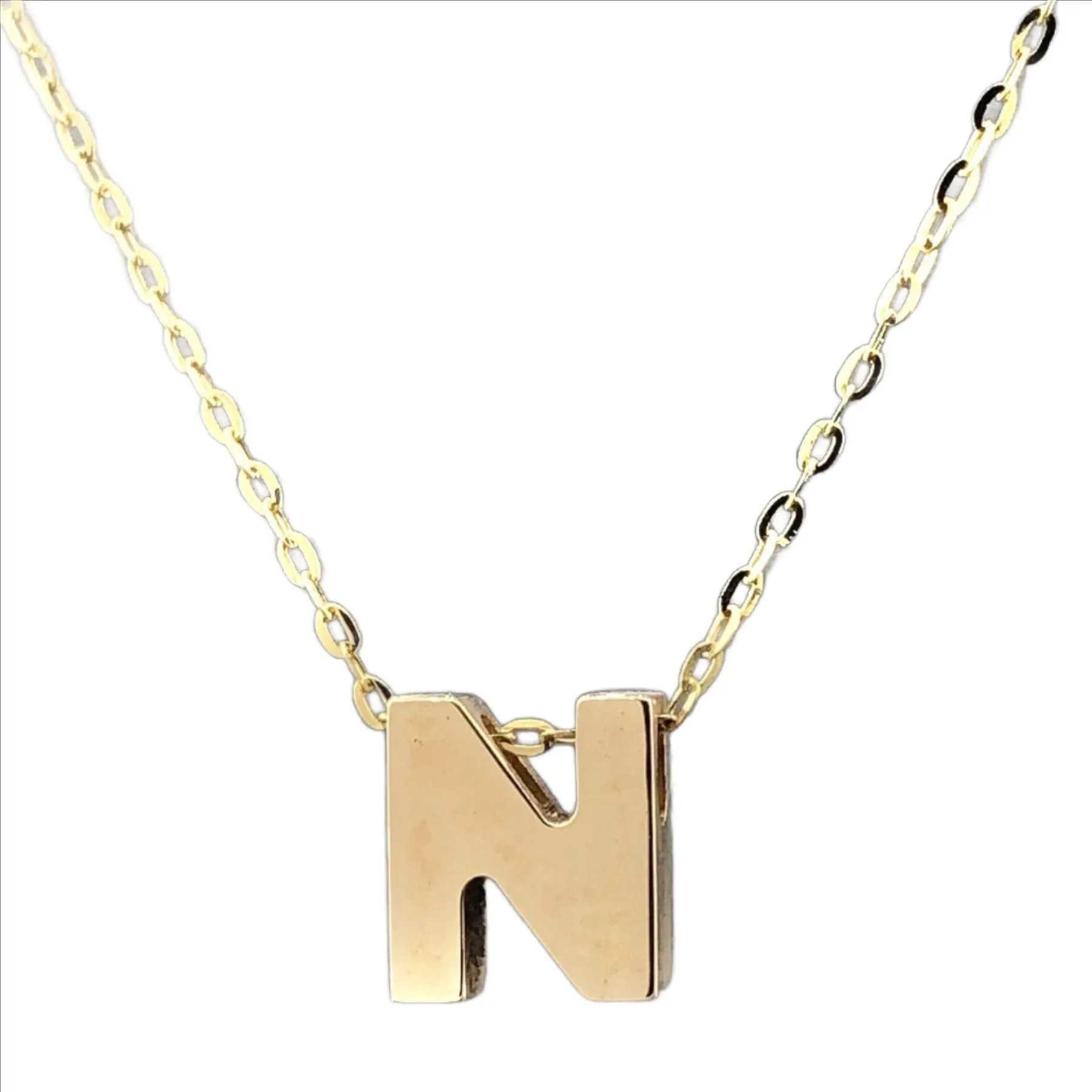 14k Y Gold initial 'N' pendant