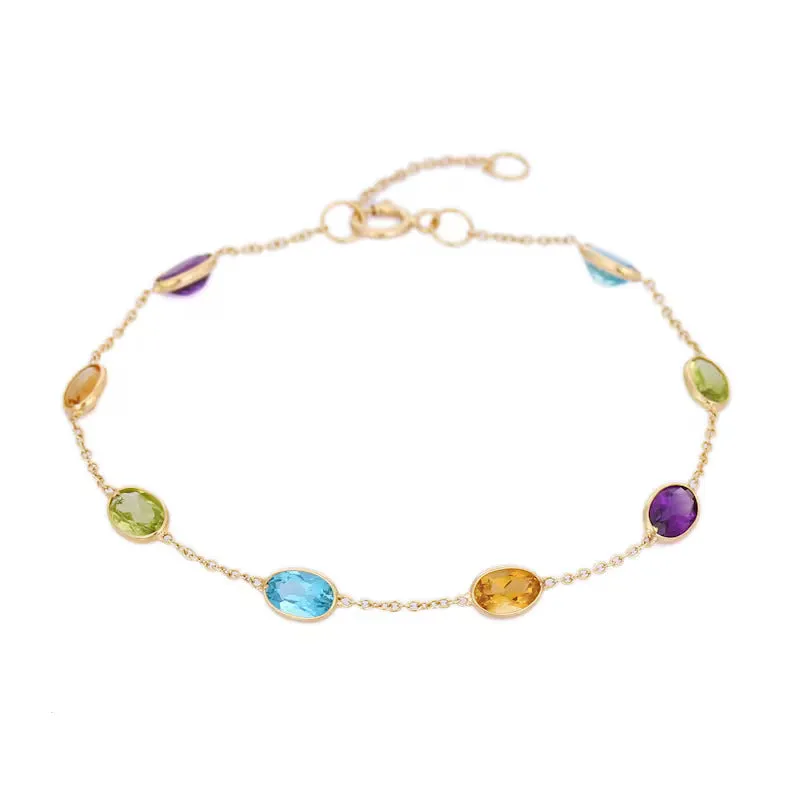 18K Multi Gemstone Stackable Bracelet