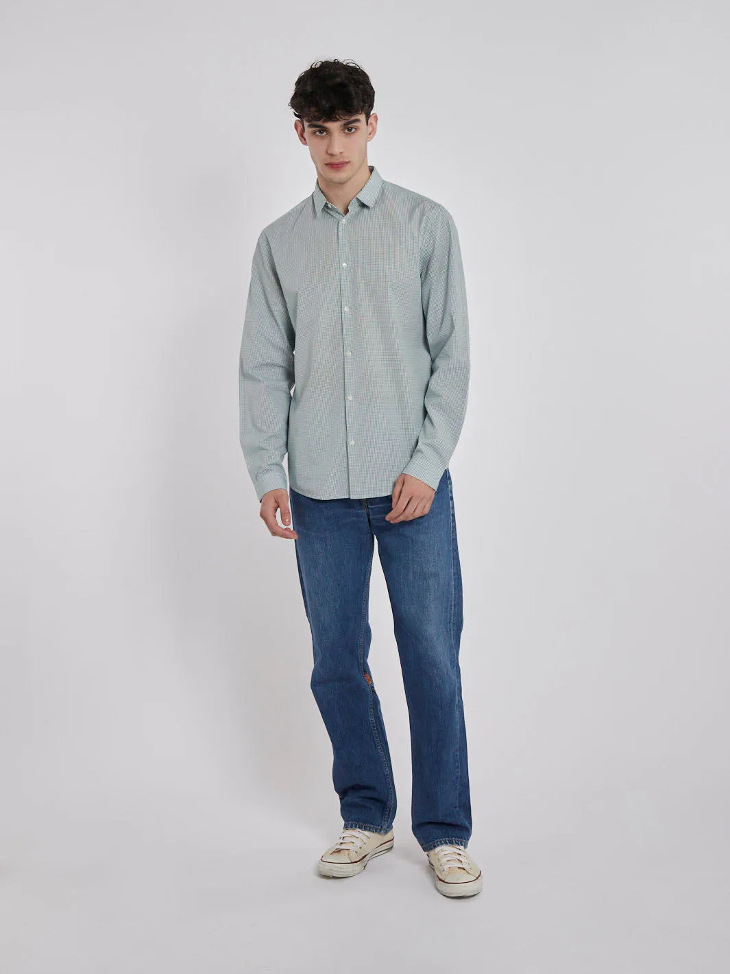 2010 long sleeve cotton Cos shirt with green check pattern