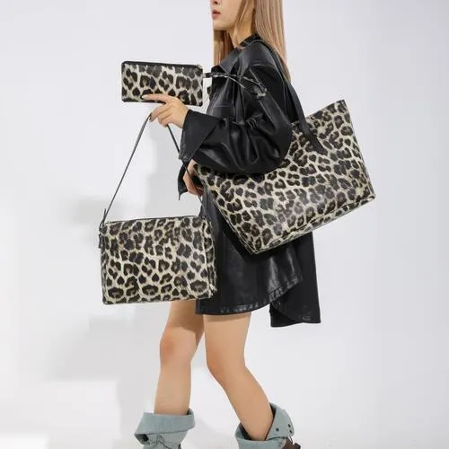 3-Piece Leopard PU Leather Bag Set