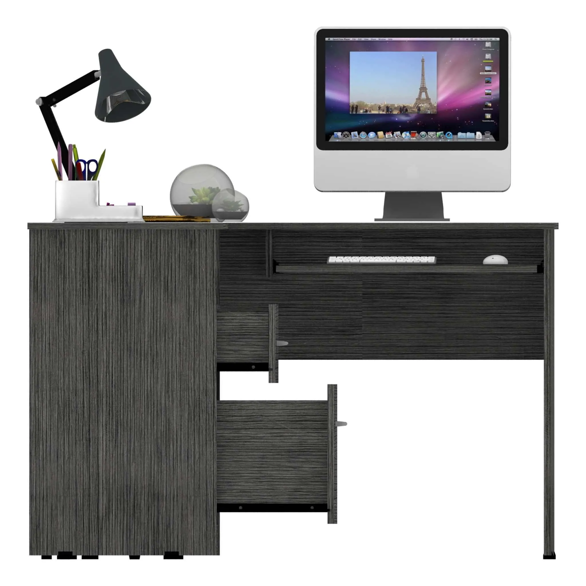 41 Gray L Shape Computer Desk