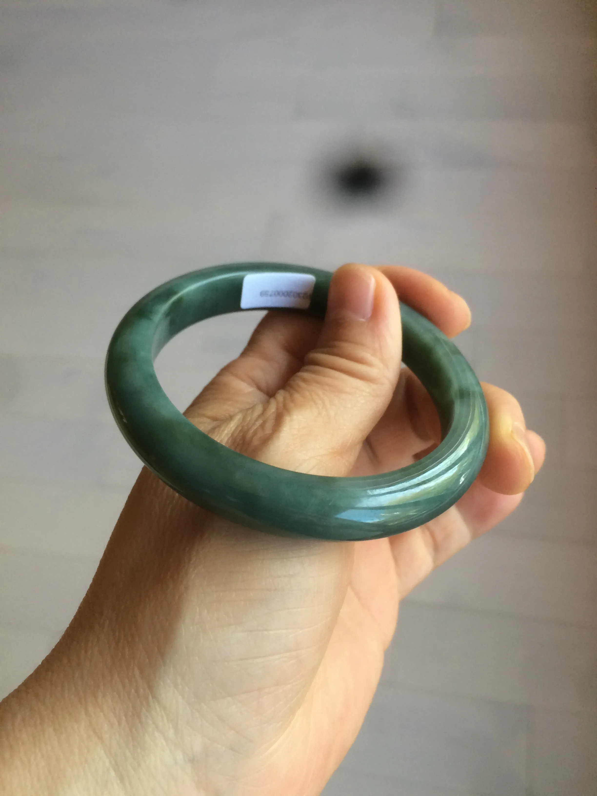 56.2 mm certificated Type A 100% Natural oily dark green/blue/gray Jadeite Jade bangle K108-0759