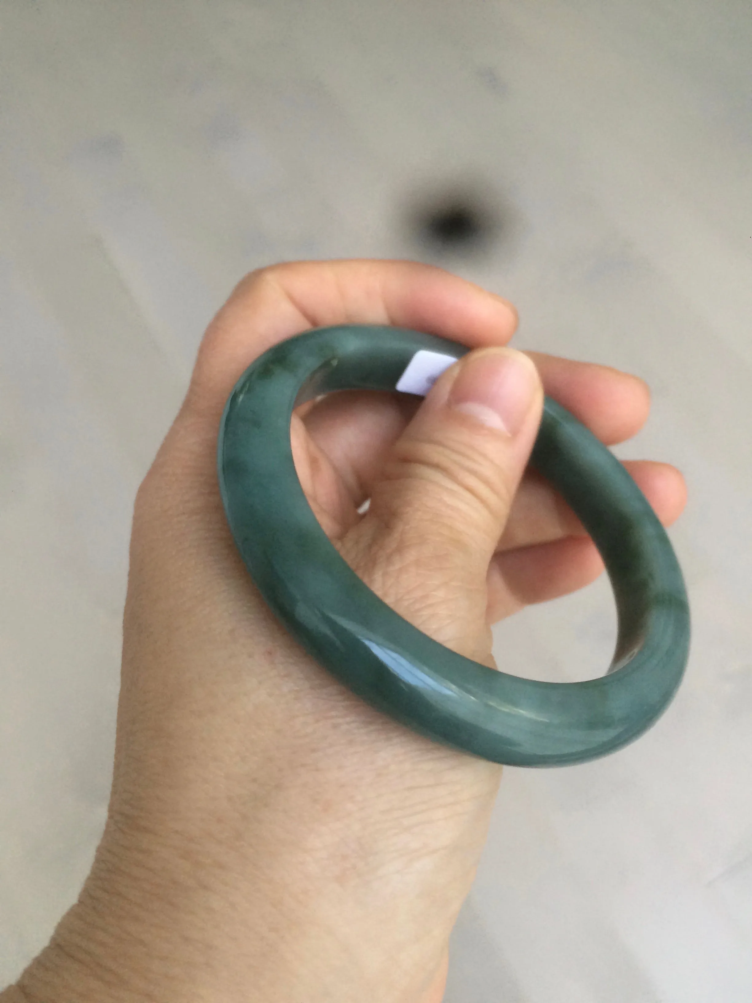 56.2 mm certificated Type A 100% Natural oily dark green/blue/gray Jadeite Jade bangle K108-0759