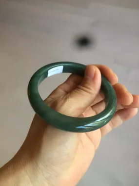 56.2 mm certificated Type A 100% Natural oily dark green/blue/gray Jadeite Jade bangle K108-0759