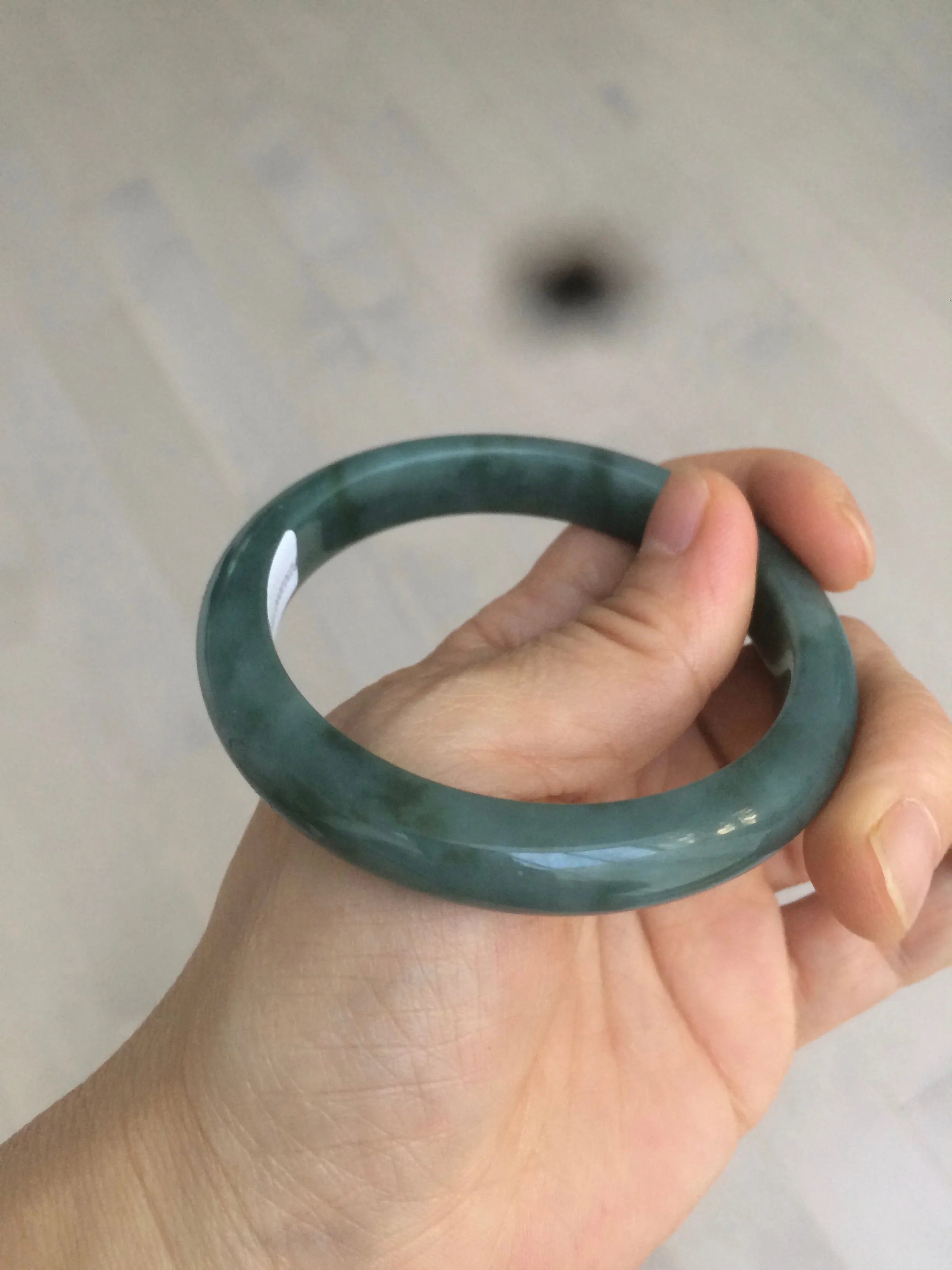 56.2 mm certificated Type A 100% Natural oily dark green/blue/gray Jadeite Jade bangle K108-0759