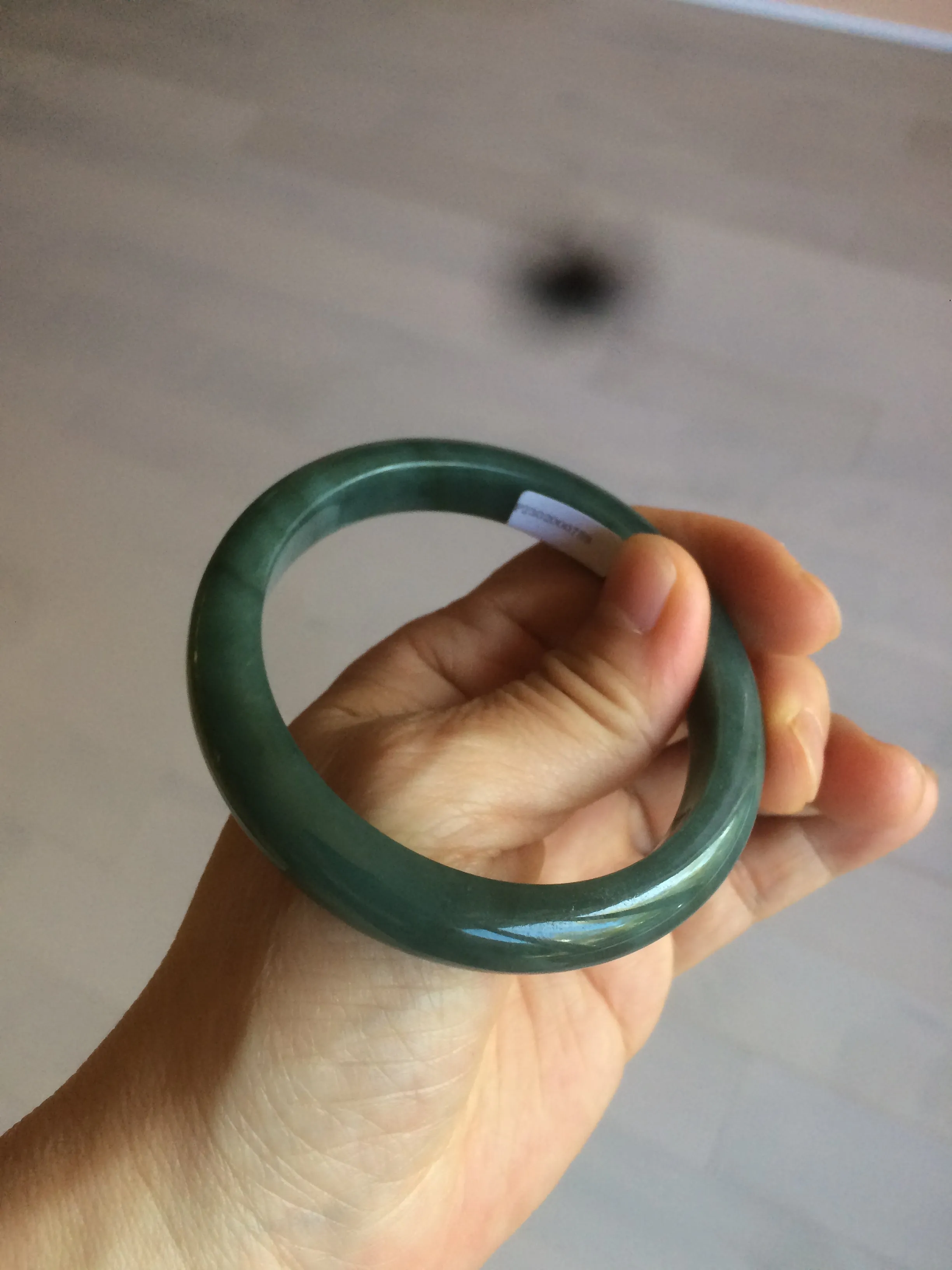 56.2 mm certificated Type A 100% Natural oily dark green/blue/gray Jadeite Jade bangle K108-0759