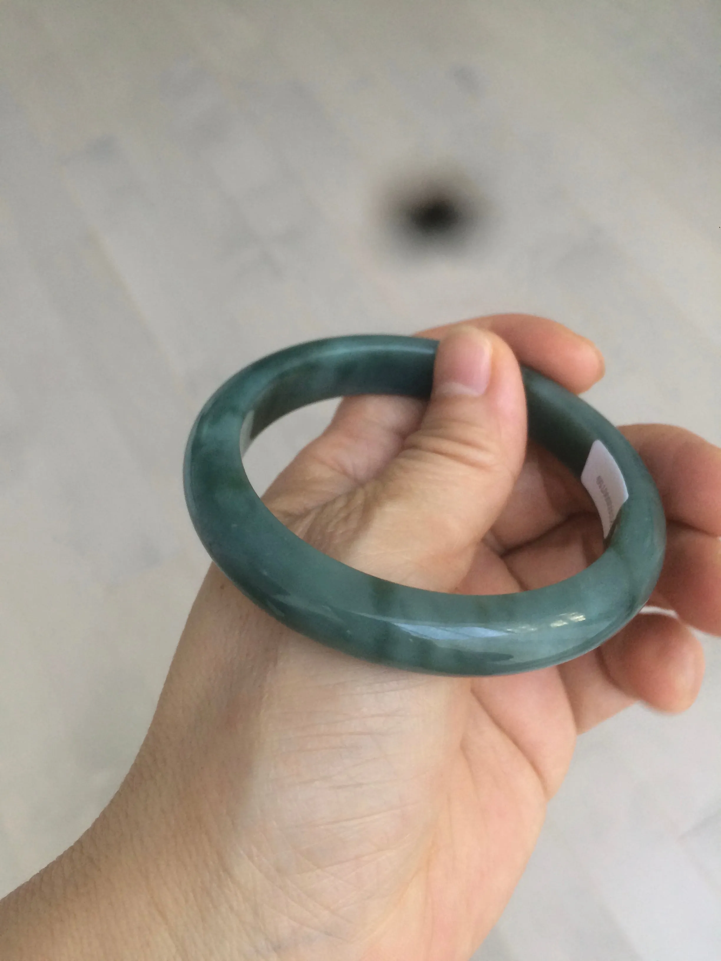 56.2 mm certificated Type A 100% Natural oily dark green/blue/gray Jadeite Jade bangle K108-0759