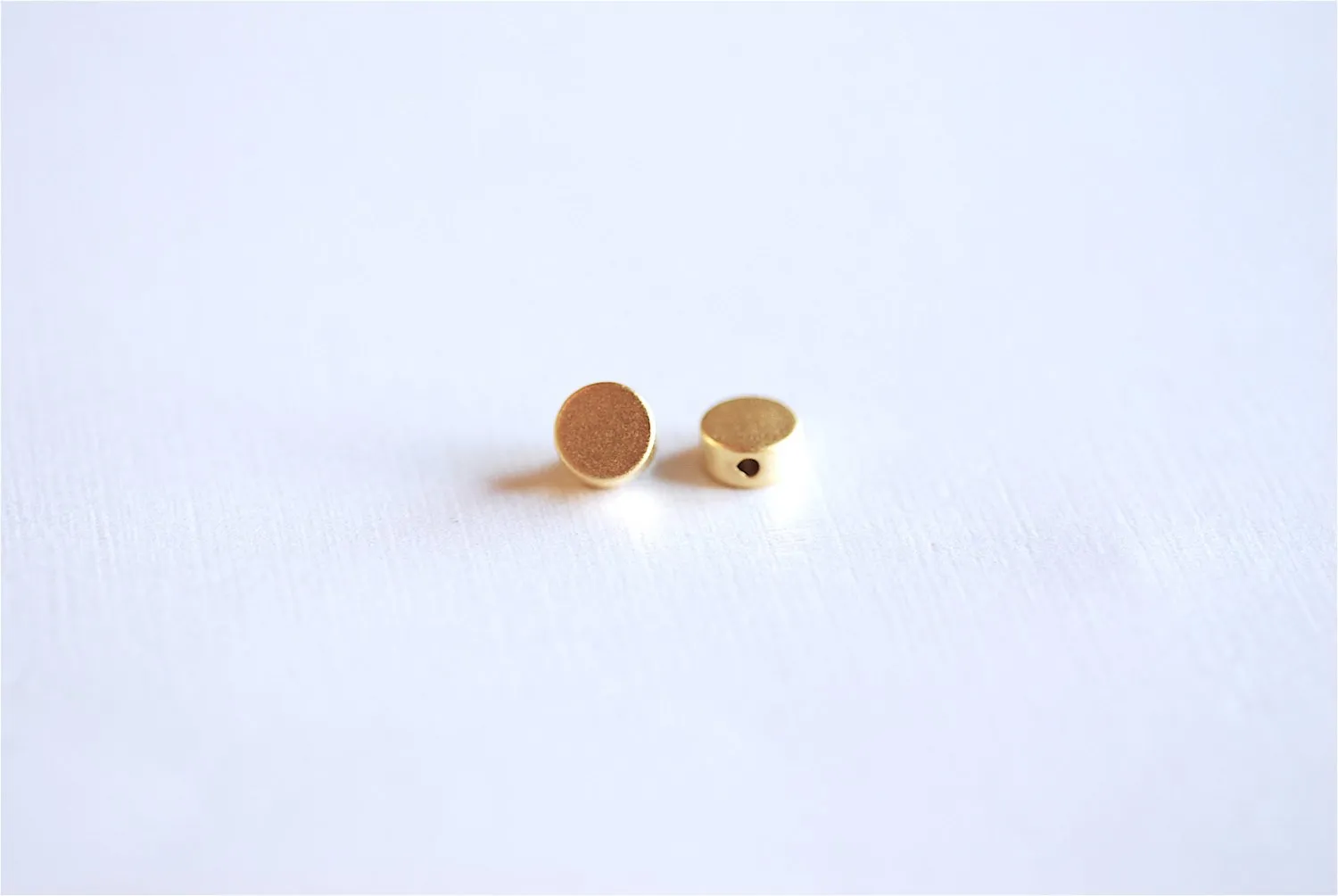 6mm Matte Vermeil Gold Flat Round Circle Beads- 18k gold over Sterling Silver Focal Beads, Gold Flat disc beads, Gold Round Spacer, 47