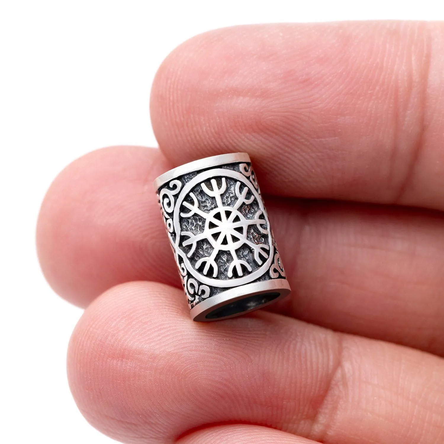 925 Sterling Silver Helm of Awe Beard Bead