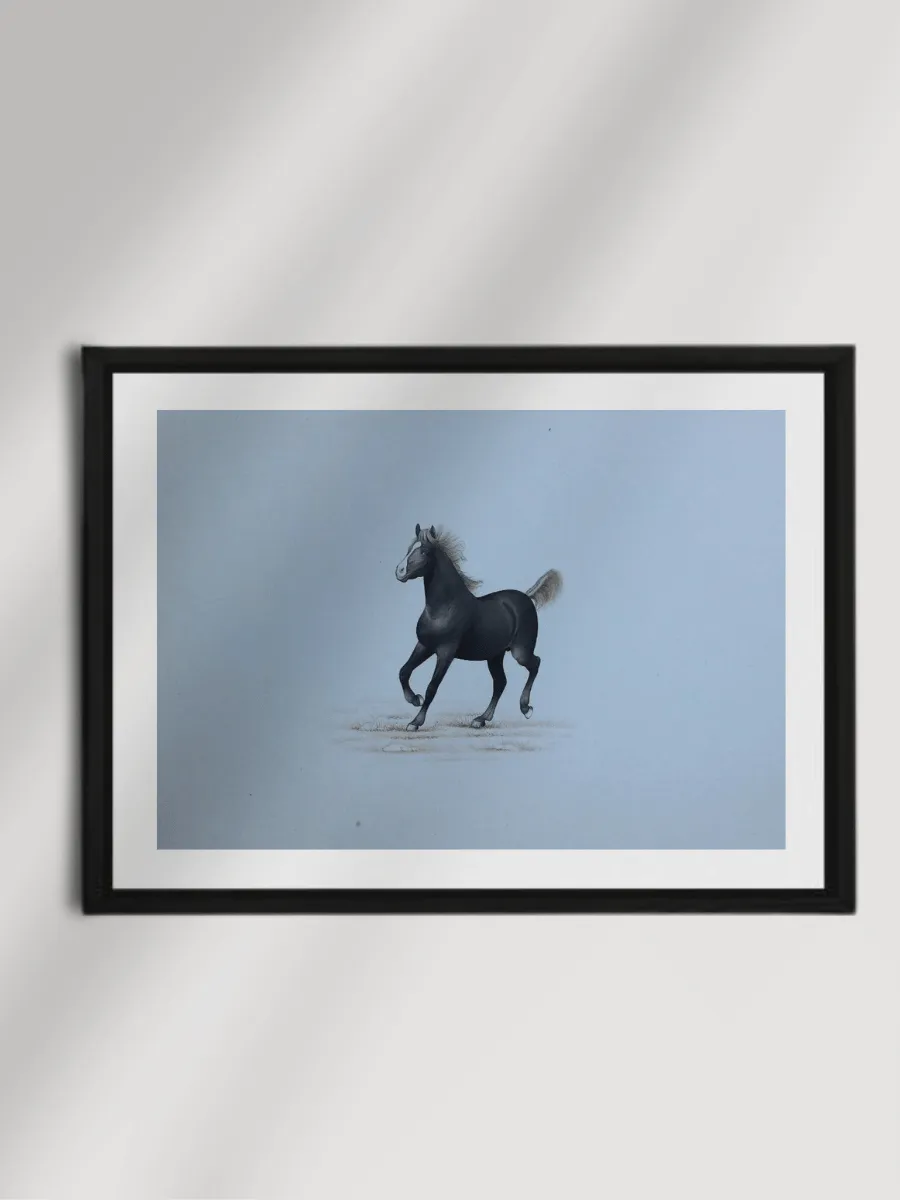 A Splendid Horse in Miniature Painting by Mohan Prajapati