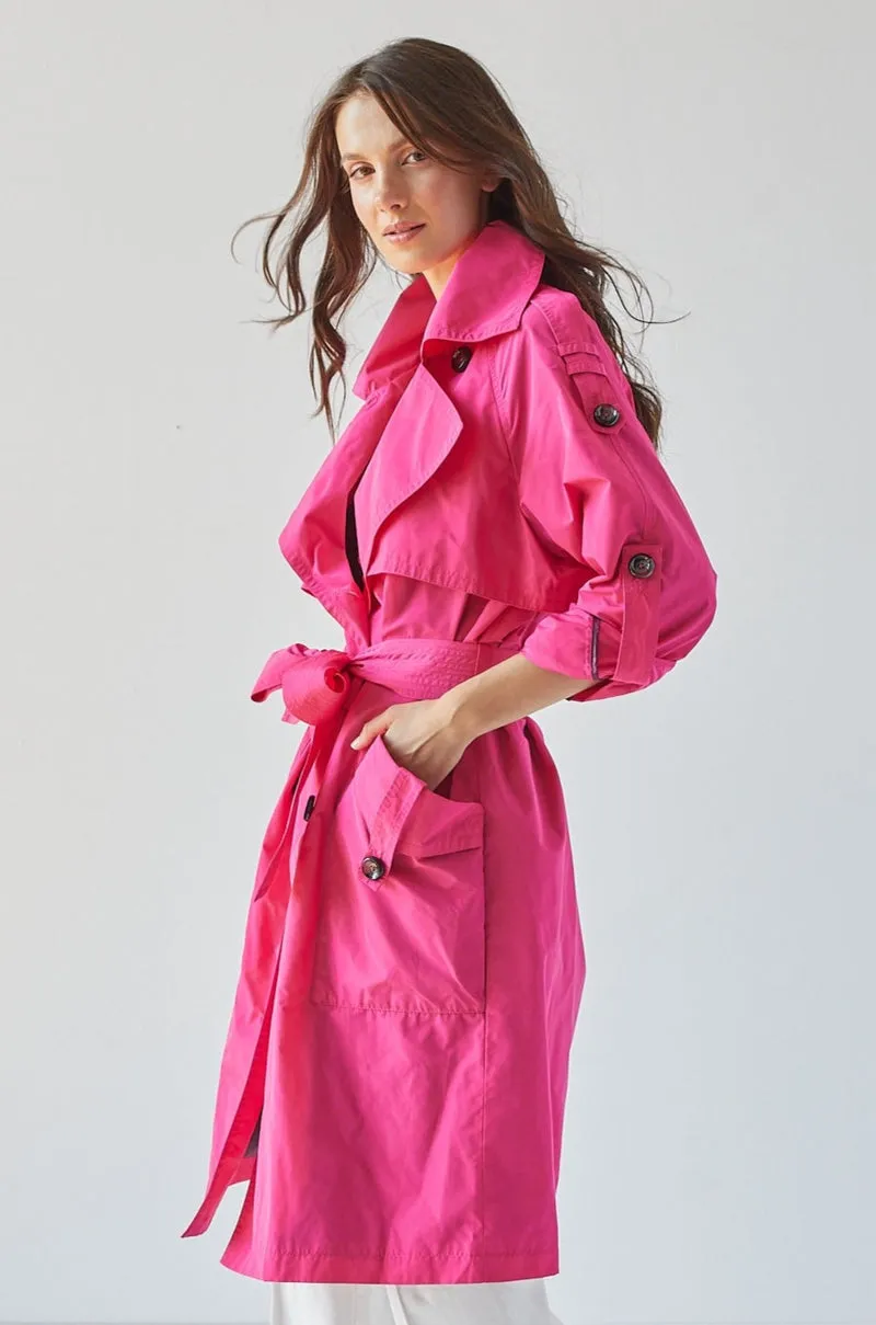 Adroit Raphael Trench Coat | Fuschia   Birch