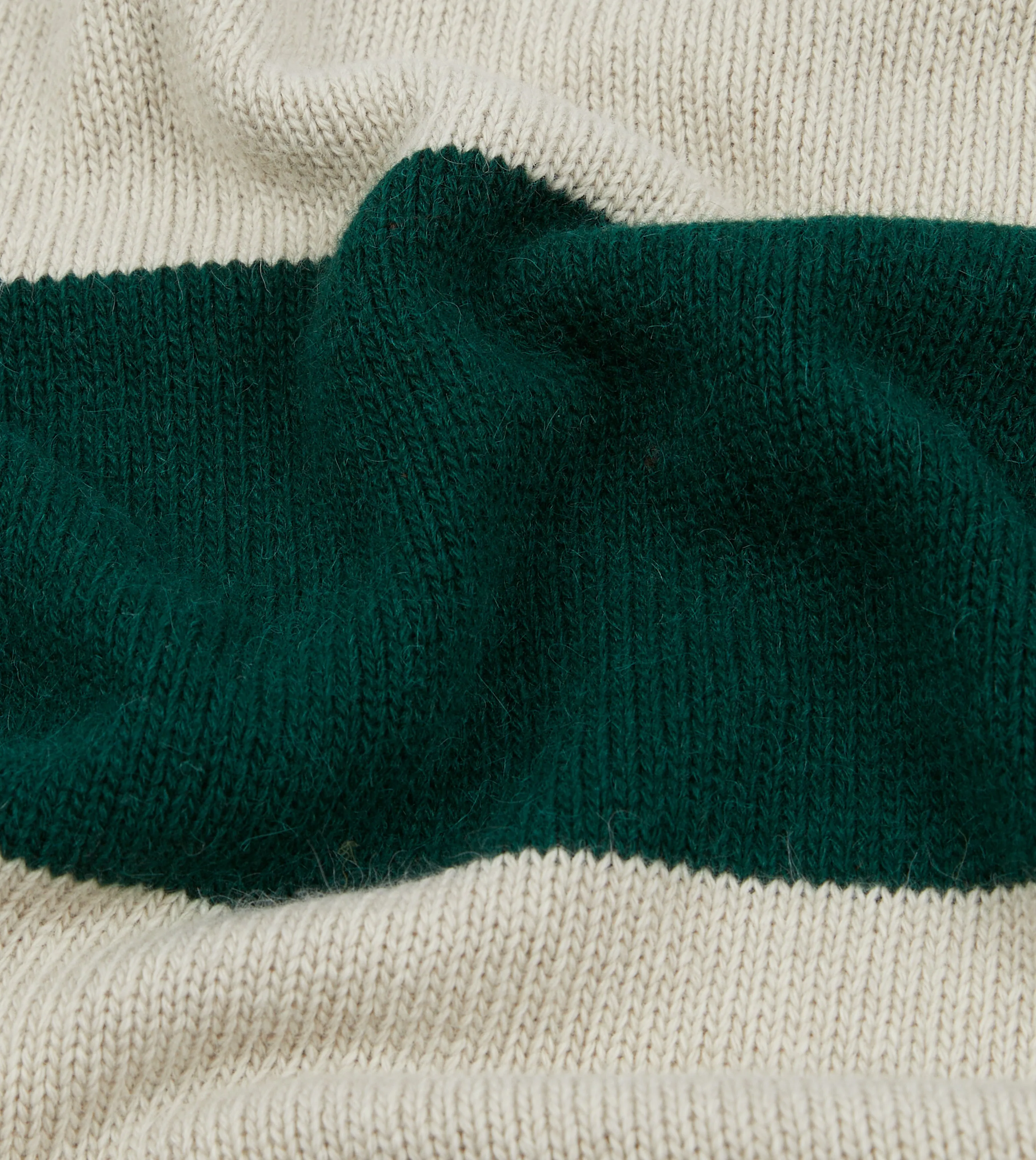 ALD / Drake's Green Striped Integral Collar Sweater