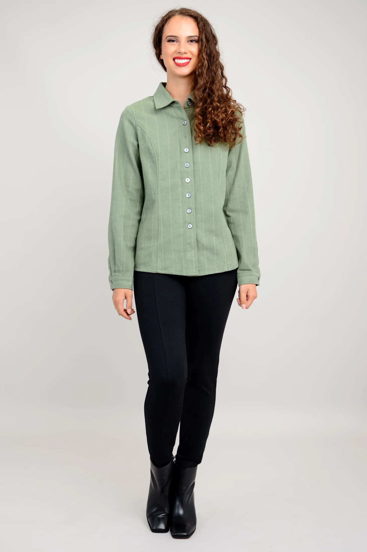 Alexis Top, Khaki Flannel, Cotton Flannel - Final Sale