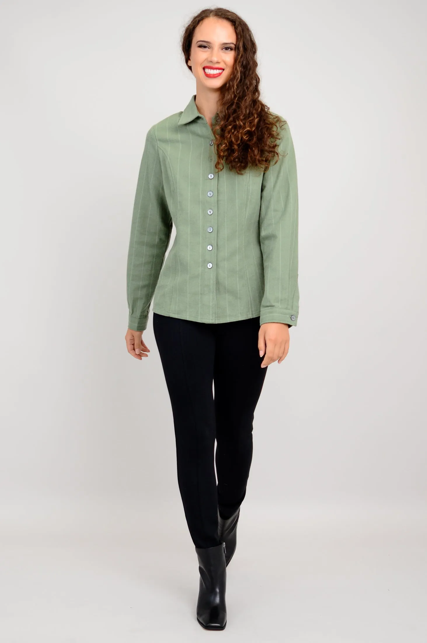 Alexis Top, Khaki Flannel, Cotton Flannel - Final Sale