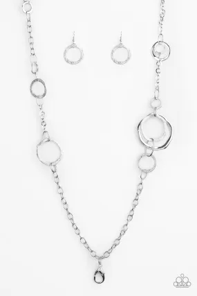 Amped Up Metallics - Silver Lanyard Necklace