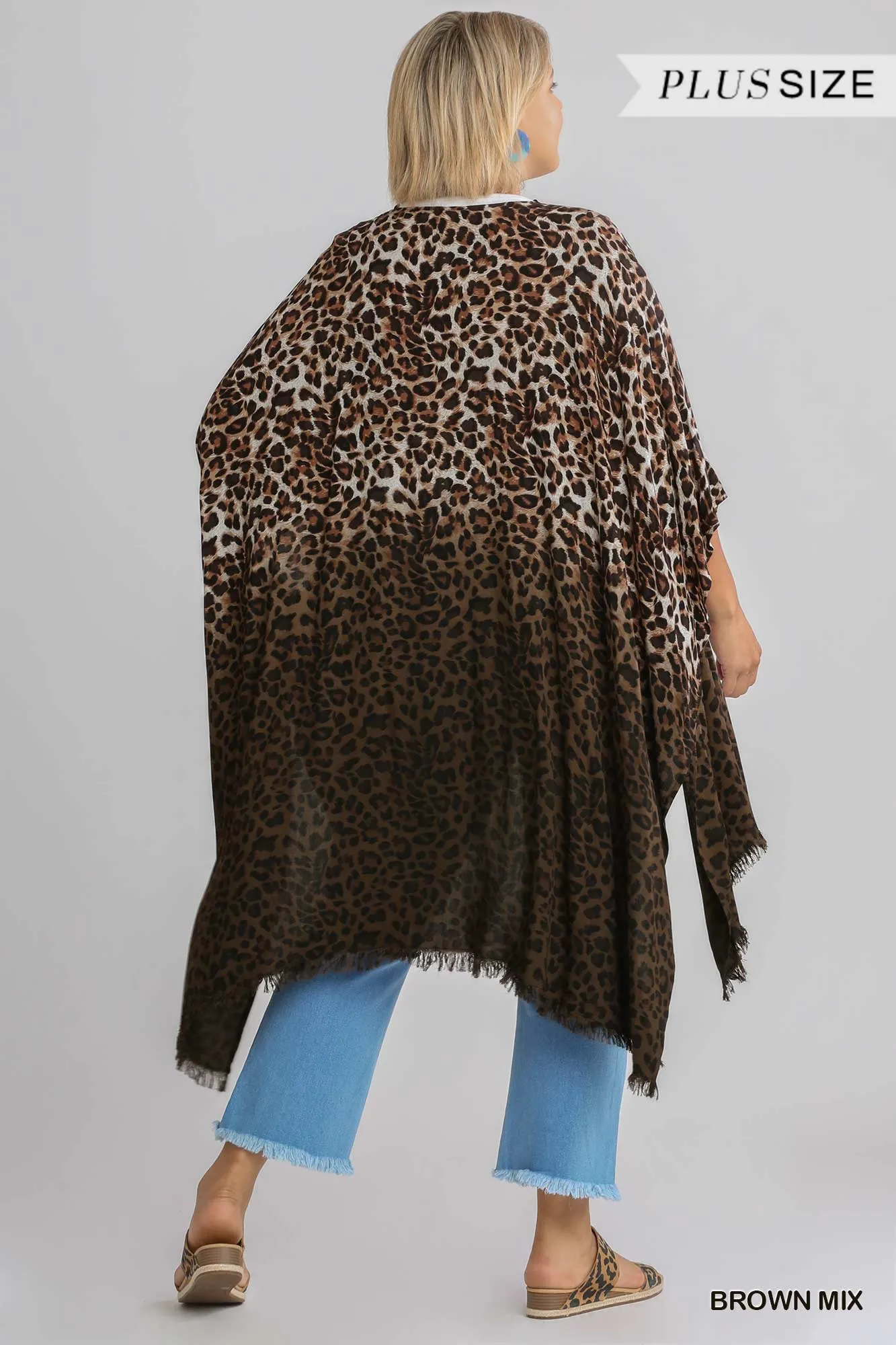 Animal Print Ombre Kimono- Plus