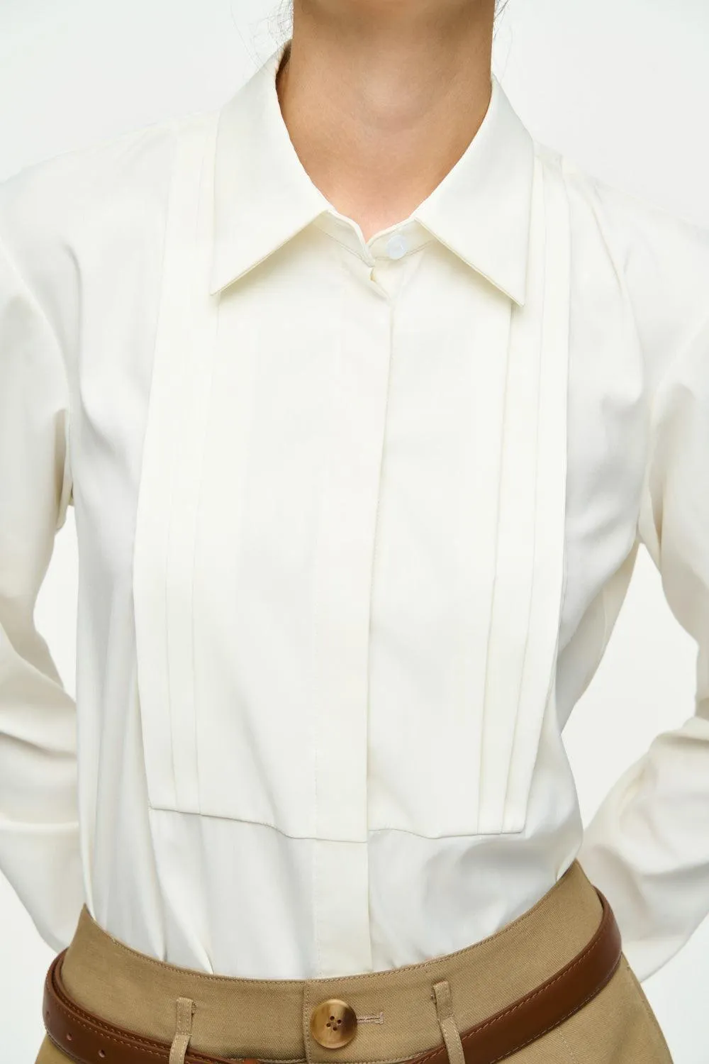 Anna Straight Collared Neck Cotton Poplin Shirt