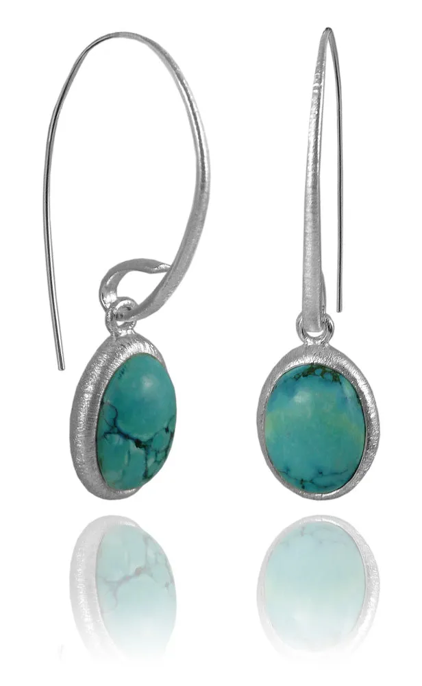 Barcelona Oval Stone Earrings Turquoise