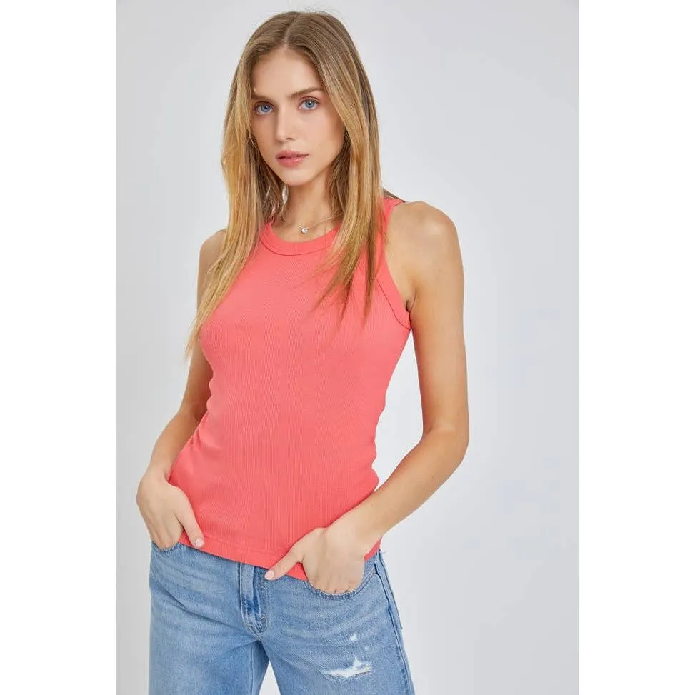 Basic Cotton Garment Dyed Round Neck Tank Top