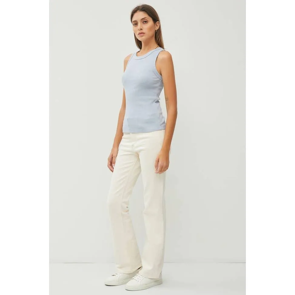 Basic Cotton Garment Dyed Round Neck Tank Top