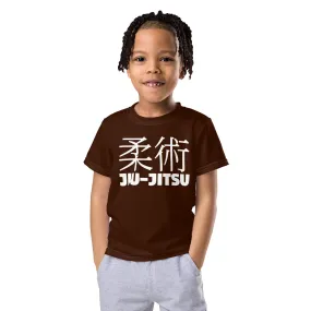 Beach Adventure: Boy's Short Sleeve Classic Jiu-Jitsu Rash Guard - Chocolate