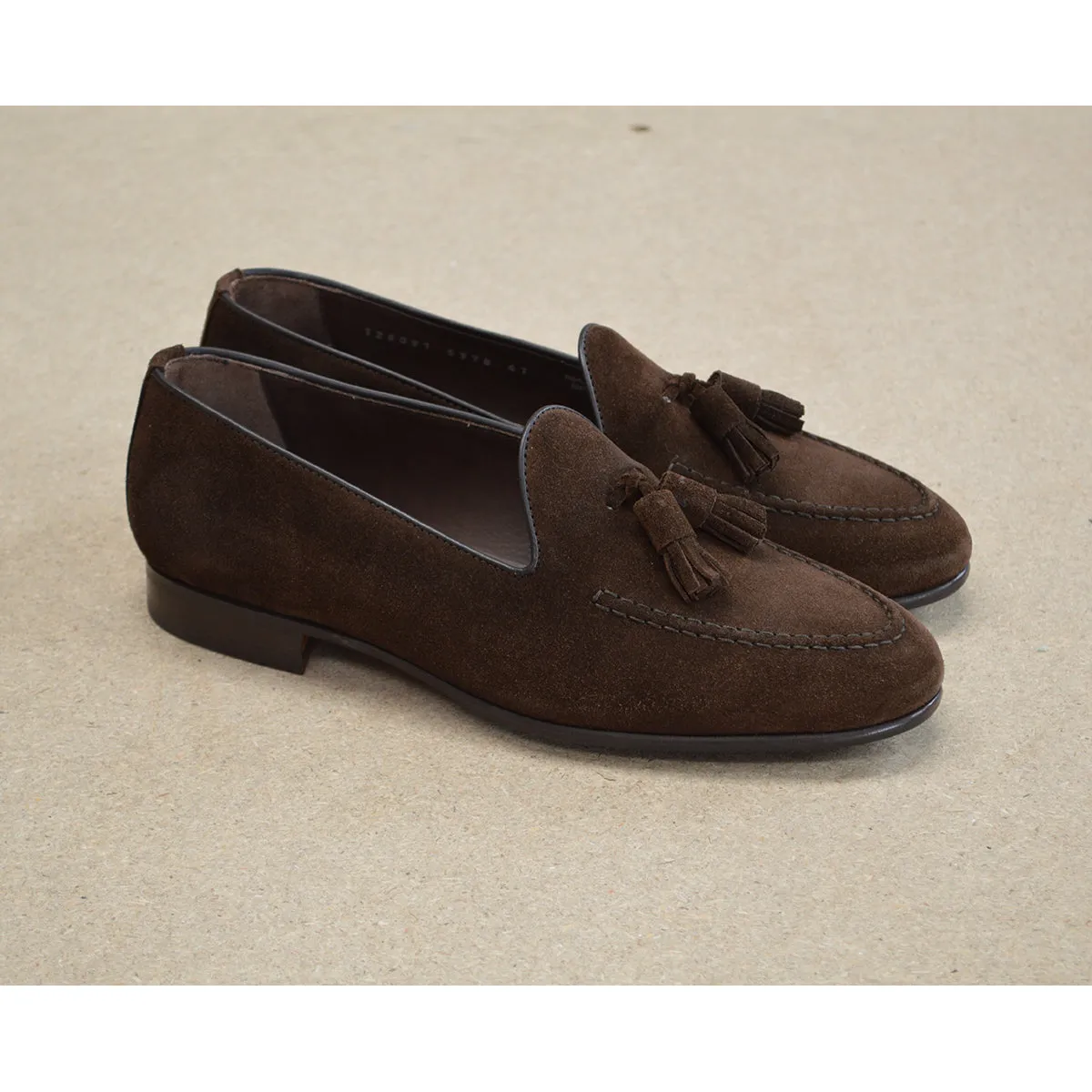 Berwick 1707 Tassel Belgian Loafer (5378) -Dark Brown Suede