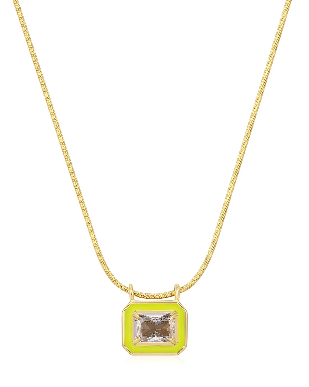 Bezel Pendant Necklace- Neon Yellow- Gold