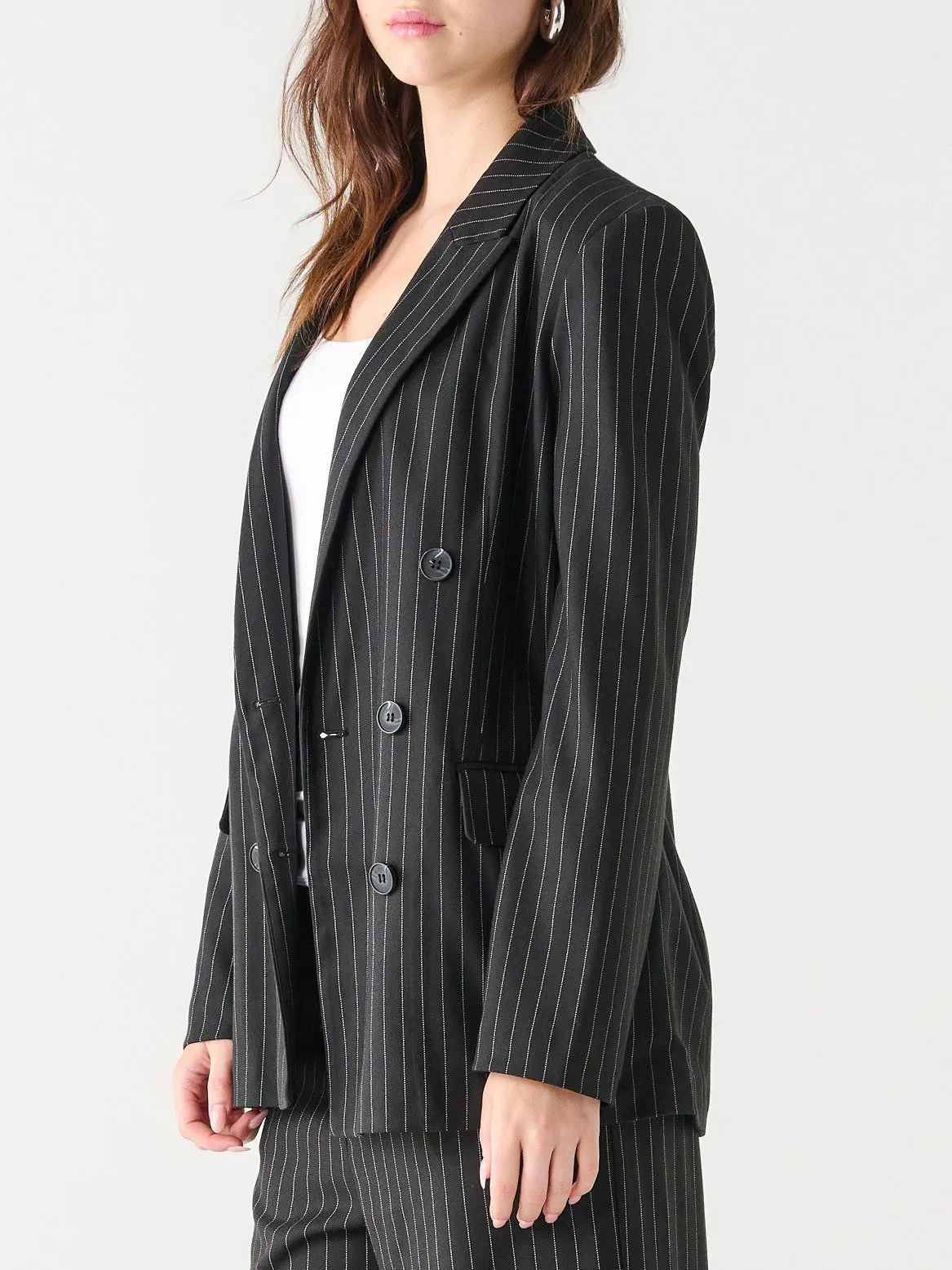 BLACK TAPE Double Breasted Pinstripe Blazer