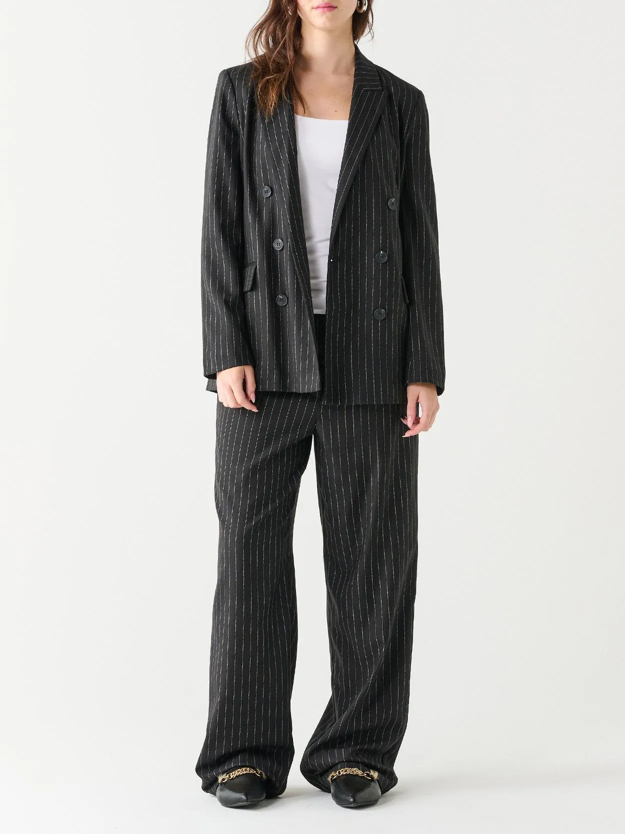 BLACK TAPE Double Breasted Pinstripe Blazer