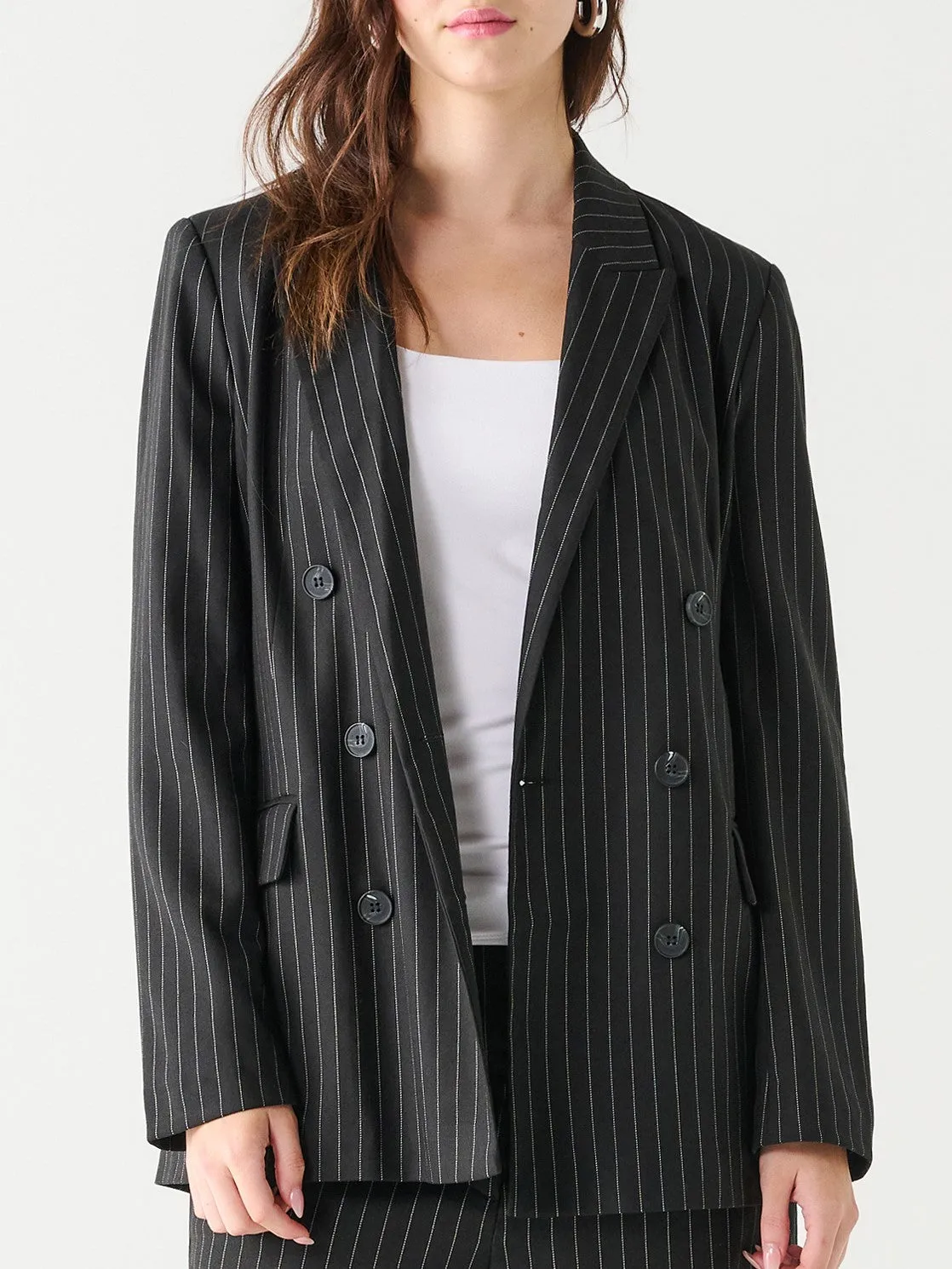 BLACK TAPE Double Breasted Pinstripe Blazer