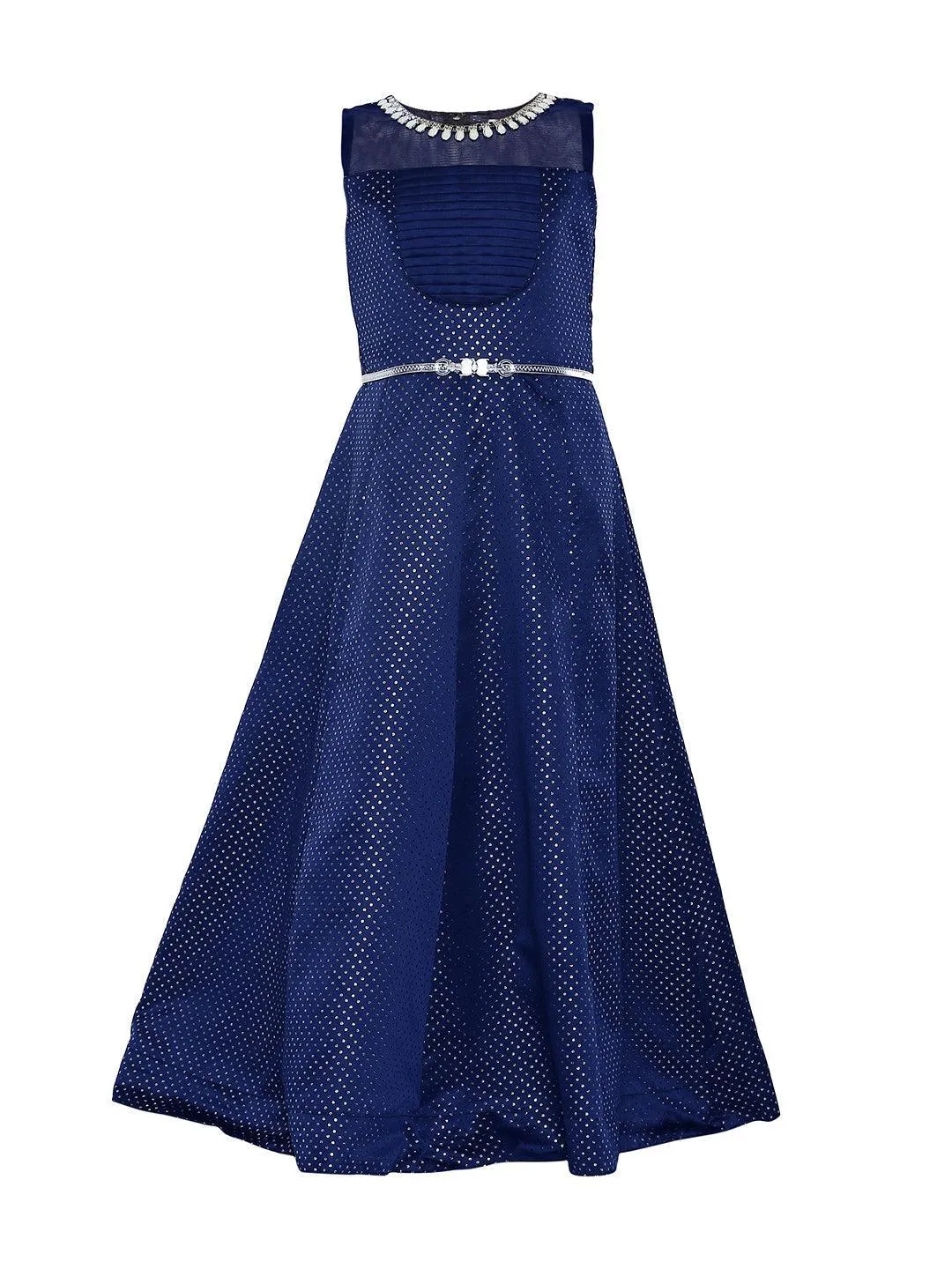 Blue Coloured Georgette Simple Gown For Girls