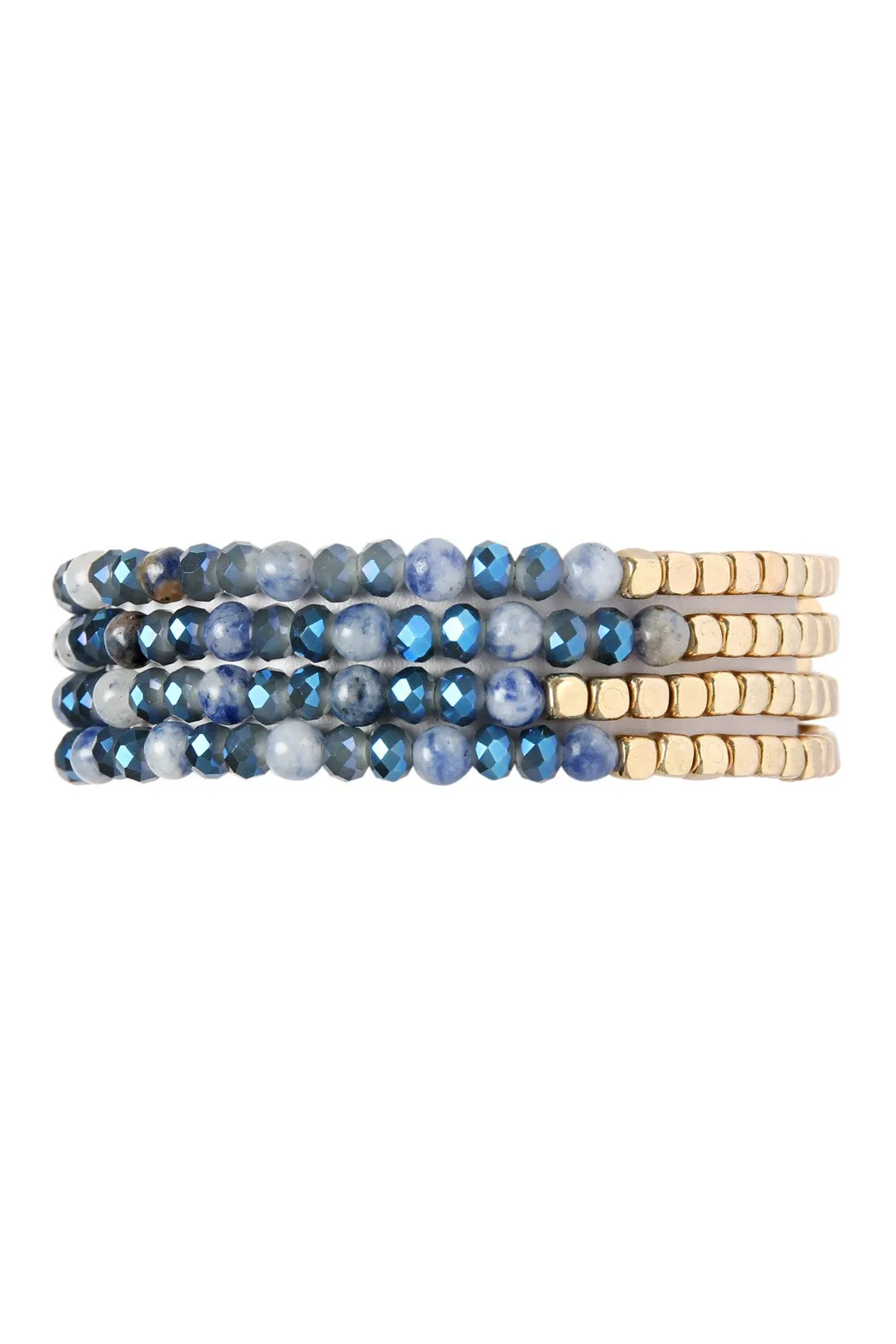 Brass Stone Glass Four Set Beads Bracelet