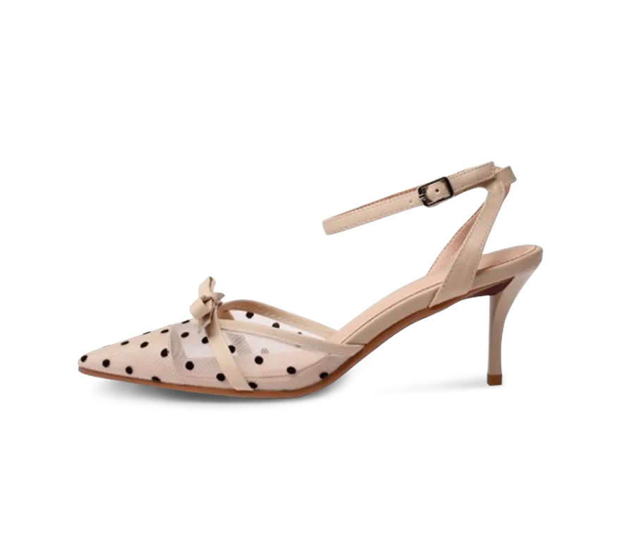 Cara Lace Dot Mid Heel Sandals