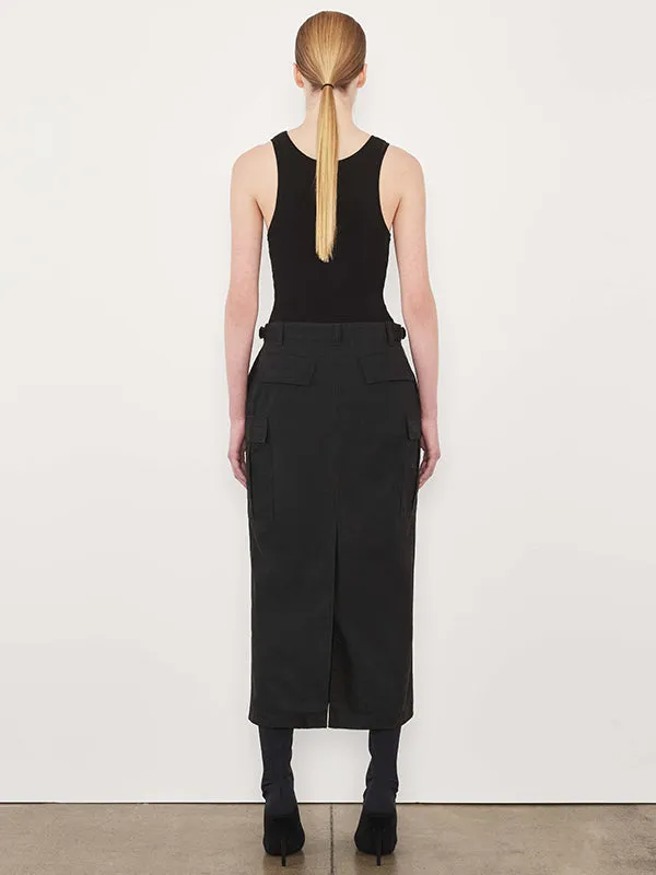 Cargo Skirt Midi in Black